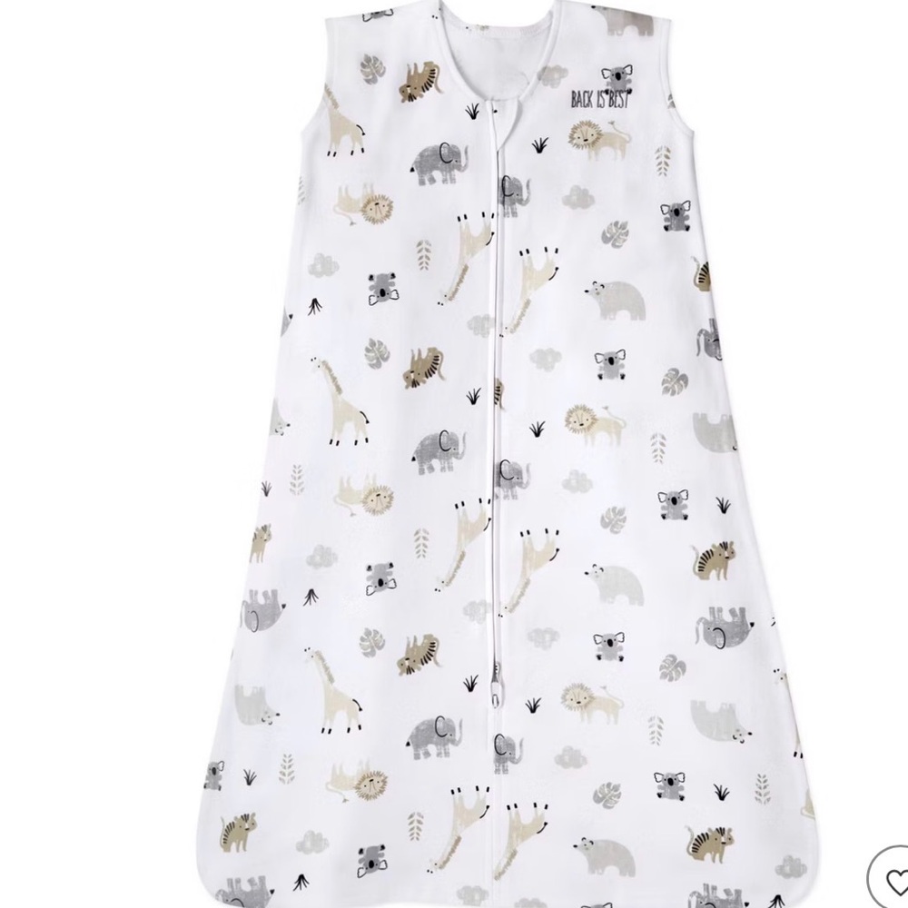 Halo Baby Sleeveless Zip Sleep Sack in White with Gray and Cream Safari Print